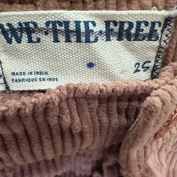 Free People We The Free Good Luck Mid Rise Barrel Corduroy Pants Size 25 Brown - Picture 3 of 5
